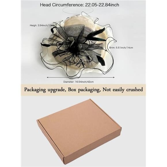 Women Organza Church Tea Party Hats Floral Beige Black main image 7